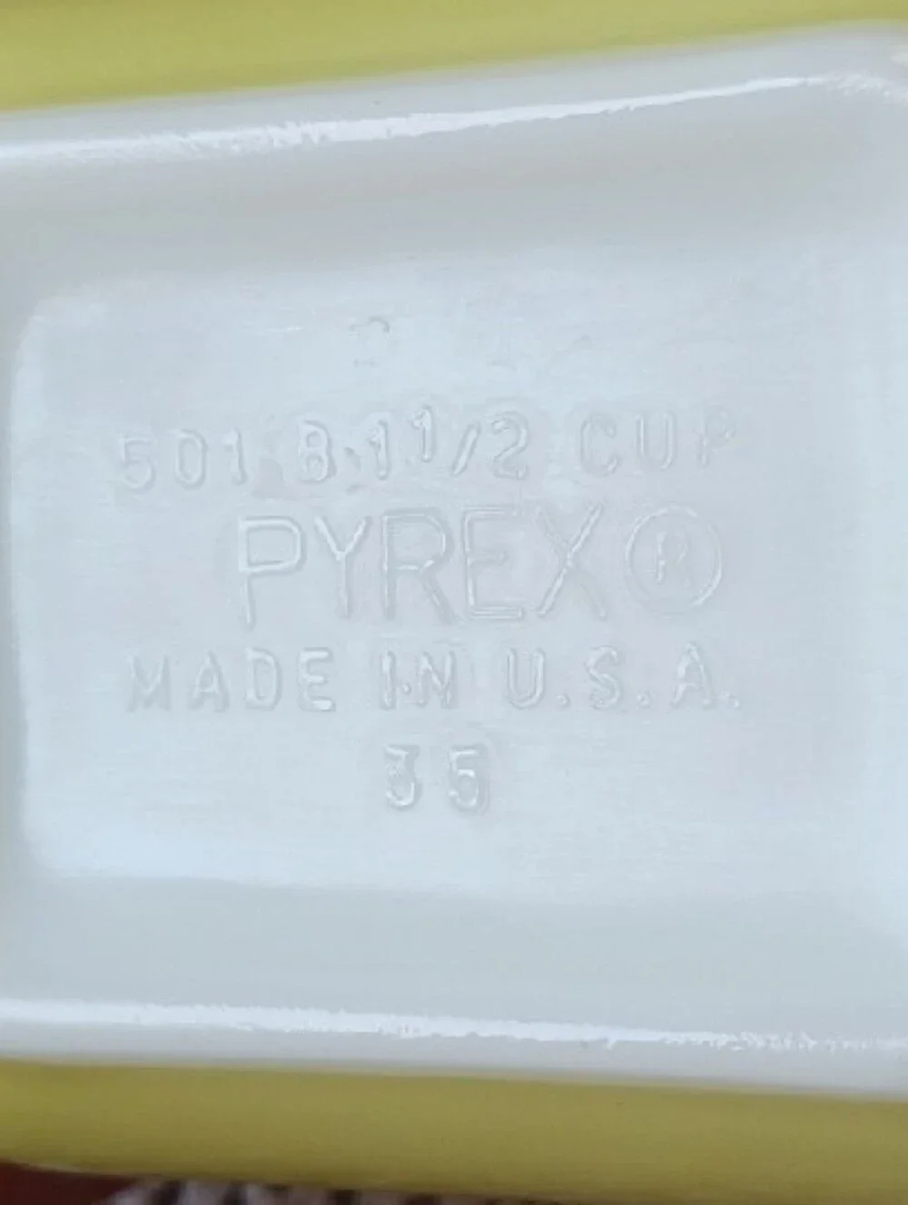 Pyrex~2 Yellow & White Milk Glass Refrigerator Dishes - no lids